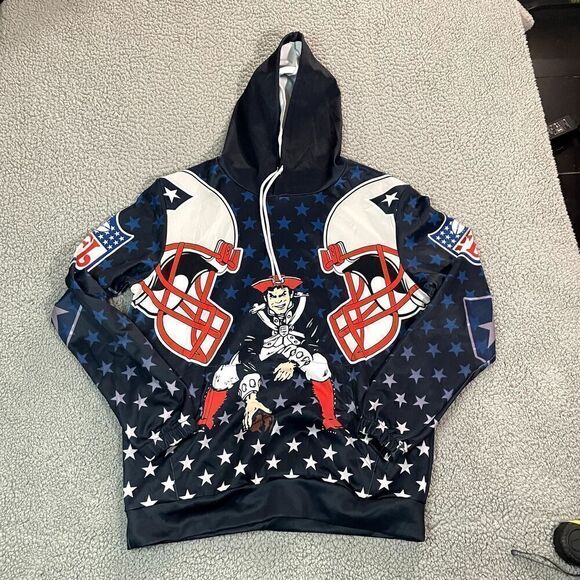 New England Patriots Sweatshirt Pullover Hoodie NFL Football All Over Small - Picture 1 of 7